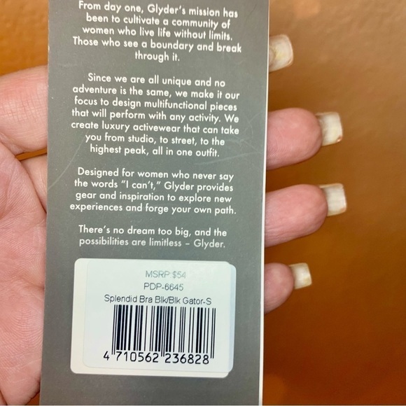 NWT Glyder Splendid Bra Small Black Sports Bra Gator Gloss Animal Shiny Stretch - Picture 14 of 15